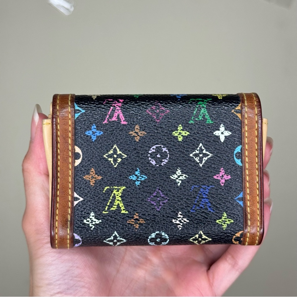 Louis Vuitton Black Multicolor Monogram Trifold Wallet with Brown Trim - Picture 4 of 12